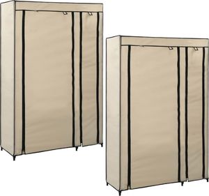 vidaXL Składane szafy, 2 szt., kremowe, 110 x 45 x 175 cm, tkanina 1