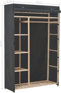 vidaXL Szafa na ubrania, szara, 110 x 40 x 170 cm, tkanina 6