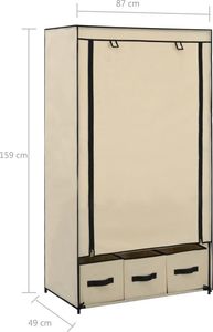 vidaXL Szafa, kremowa, 87 x 49 x 159 cm, materiałowa 8
