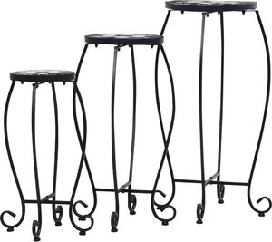 vidaXL Stoliki mozaikowe, 3 szt., czarno-białe, ceramika 2