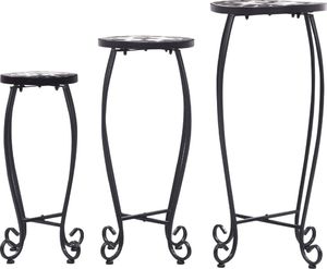 vidaXL Stoliki mozaikowe, 3 szt., czarno-białe, ceramika 3
