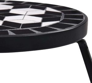 vidaXL Stoliki mozaikowe, 3 szt., czarno-białe, ceramika 4