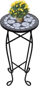 vidaXL Kwietnik, stolik z mozaikowym biało-czarnym blatem 1