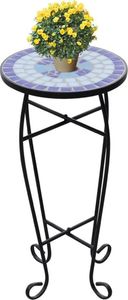vidaXL Kwietnik, stolik z mozaikowym biało-niebieskim blatem 1