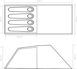 Namiot turystyczny vidaXL Namiot kempingowy, dmuchany stelaż, 500x220x180 cm, zielony (91580) - 91580 8