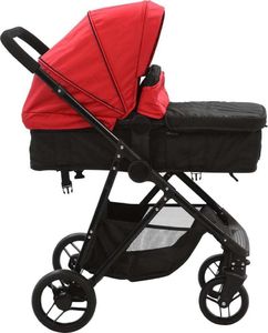 Wózek vidaXL Wózek 2w1 (gondola i spacerówka) czerwony stal 4