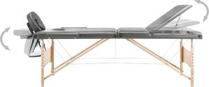 vidaXL Stół do masażu z 3 strefami, drewniana rama, antracyt, 186x68cm 3