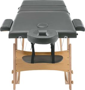 vidaXL Stół do masażu z 3 strefami, drewniana rama, antracyt, 186x68cm 5