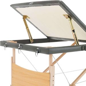 vidaXL Stół do masażu z 3 strefami, drewniana rama, antracyt, 186x68cm 7