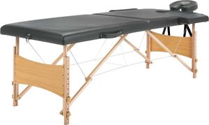 vidaXL Stół do masażu z 2 strefami, drewniana rama, antracyt, 186x68cm 1