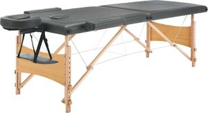 vidaXL Stół do masażu z 2 strefami, drewniana rama, antracyt, 186x68cm 2