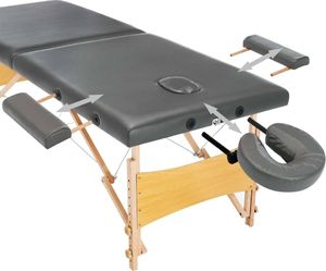 vidaXL Stół do masażu z 2 strefami, drewniana rama, antracyt, 186x68cm 4