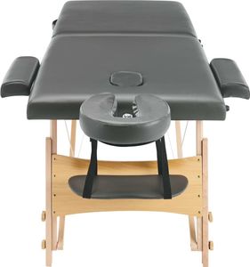 vidaXL Stół do masażu z 2 strefami, drewniana rama, antracyt, 186x68cm 5