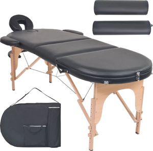 vidaXL Składany stół do masażu z 2 wałkami, grubość 10 cm, czarny 1