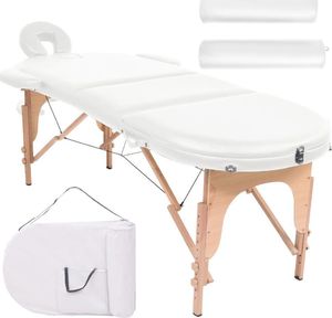 vidaXL Składany stół do masażu z 2 wałkami, grubość 10 cm, biały 1