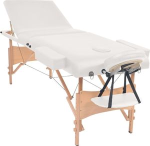 vidaXL Składany, trzyczęściowy stół do masażu ze stołkiem, biały 3