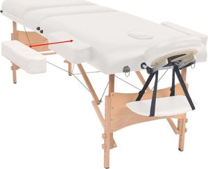 vidaXL Składany, trzyczęściowy stół do masażu ze stołkiem, biały 4