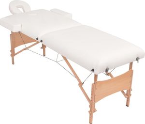 vidaXL Składany, dwuczęściowy stół do masażu ze stołkiem, biały 2