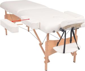 vidaXL Składany, dwuczęściowy stół do masażu ze stołkiem, biały 3
