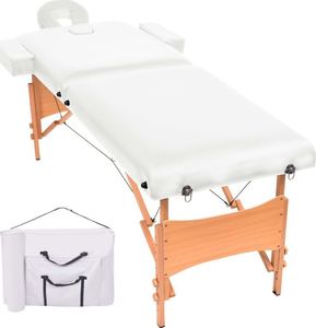 vidaXL Składany stół do masażu, dwuczęściowy, grubość 10 cm, biały 1