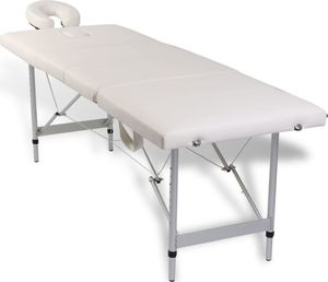 vidaXL Kremowo-biały składany stół do masażu 4 strefy z aluminiową ramą 1