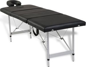 vidaXL Czarny składany stół do masażu 4 strefy z aluminiową ramą 1