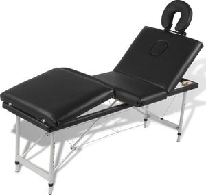 vidaXL Czarny składany stół do masażu 4 strefy z aluminiową ramą 4