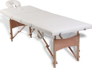 vidaXL Kremowo-biały składany stół do masażu 4 strefy z drewnianą ramą 1