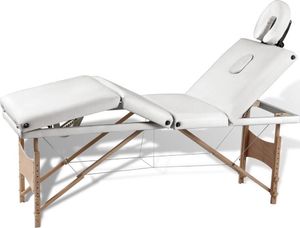 vidaXL Kremowo-biały składany stół do masażu 4 strefy z drewnianą ramą 5