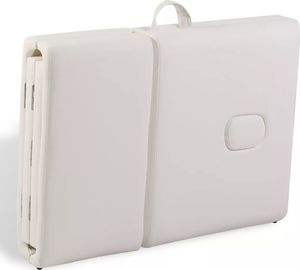 vidaXL Kremowo-biały składany stół do masażu 4 strefy z drewnianą ramą 8