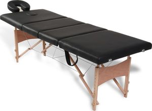 vidaXL Czarny składany stół do masażu 4 strefy z drewnianą ramą 1