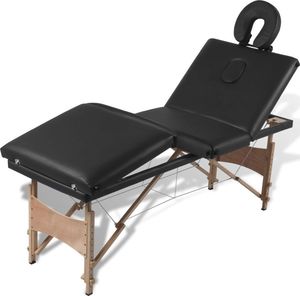 vidaXL Czarny składany stół do masażu 4 strefy z drewnianą ramą 5