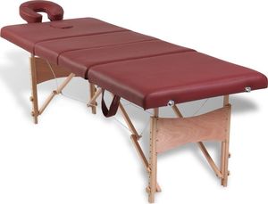 vidaXL Czerwony składany stół do masażu 4 strefy z drewnianą ramą 1