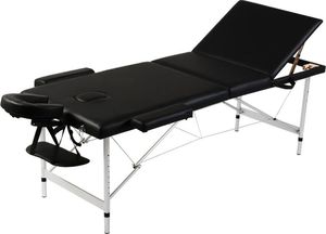vidaXL Składany stół do masażu z aluminiową ramą, 3 strefy, czarny 1