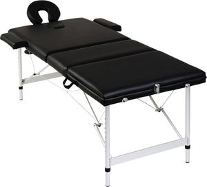 vidaXL Składany stół do masażu z aluminiową ramą, 3 strefy, czarny 3