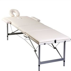 vidaXL Kremowy składany stół do masażu 3 strefy z aluminiową ramą 4