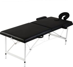 vidaXL Czarny składany stół do masażu 2 strefy z aluminiową ramą 1