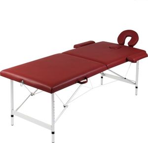 vidaXL Czerwony składany stół do masażu 2 strefy z aluminiową ramą 1