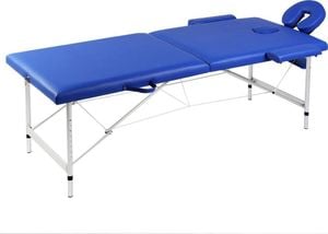 vidaXL Niebieski składany stół do masażu 2 strefy z aluminiową ramą 1