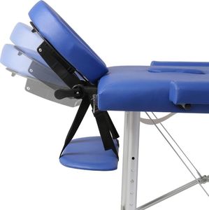 vidaXL Niebieski składany stół do masażu 2 strefy z aluminiową ramą 5