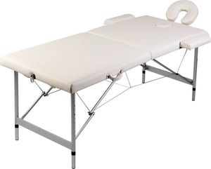 vidaXL Kremowy składany stół do masażu 2 strefy z aluminiową ramą 1