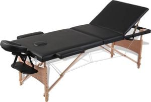 vidaXL Czarny składany stół do masażu 3 strefy z drewnianą ramą 1