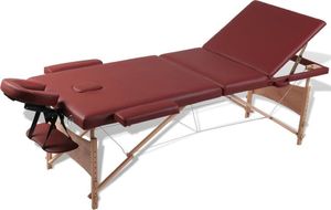 vidaXL Czerwony składany stół do masażu 3 strefy z drewnianą ramą 1