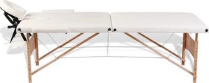 vidaXL Kremowy składany stół do masażu 2 strefy z drewnianą ramą 5