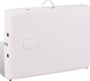 vidaXL Kremowy składany stół do masażu 2 strefy z drewnianą ramą 6