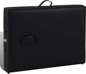 vidaXL Czarny składany stół do masażu 2 strefy z drewnianą ramą 5