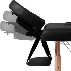 vidaXL Czarny składany stół do masażu 2 strefy z drewnianą ramą 7