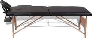 vidaXL Czarny składany stół do masażu 2 strefy z drewnianą ramą 8