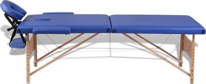 vidaXL Niebieski składany stół do masażu 2 strefy z drewnianą ramą 6