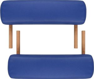 vidaXL Niebieski składany stół do masażu 2 strefy z drewnianą ramą 7